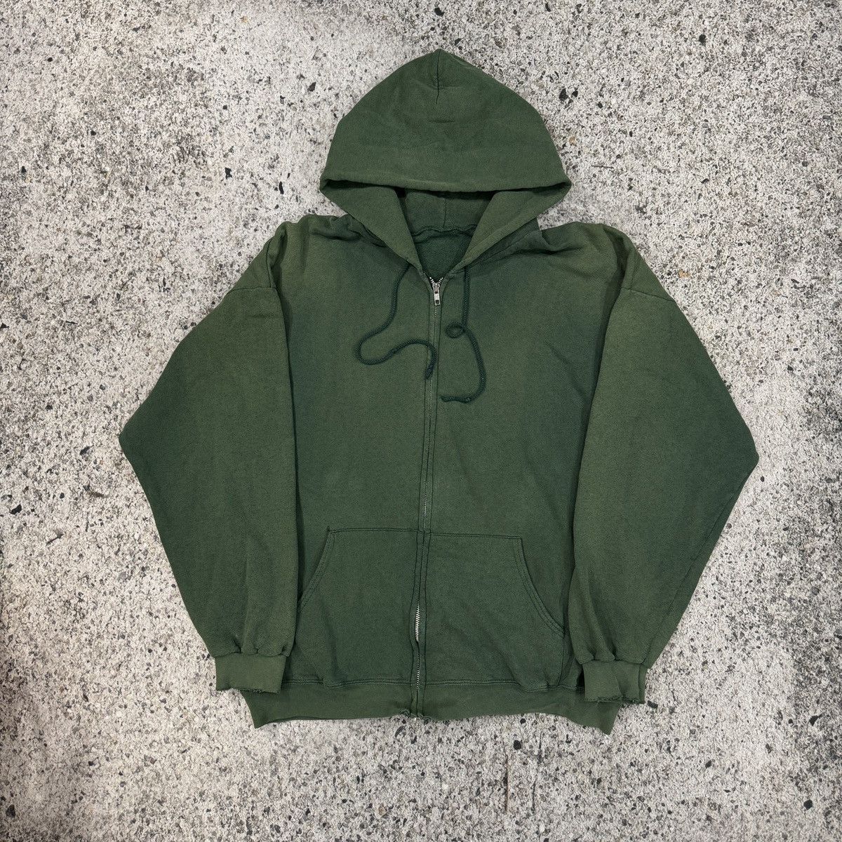 Vintage 90s Oversized Thrashed Faded Green Zip Up Hoodie ERD Grunge Size US XL / EU 56 / 4 - 7 Thumbnail