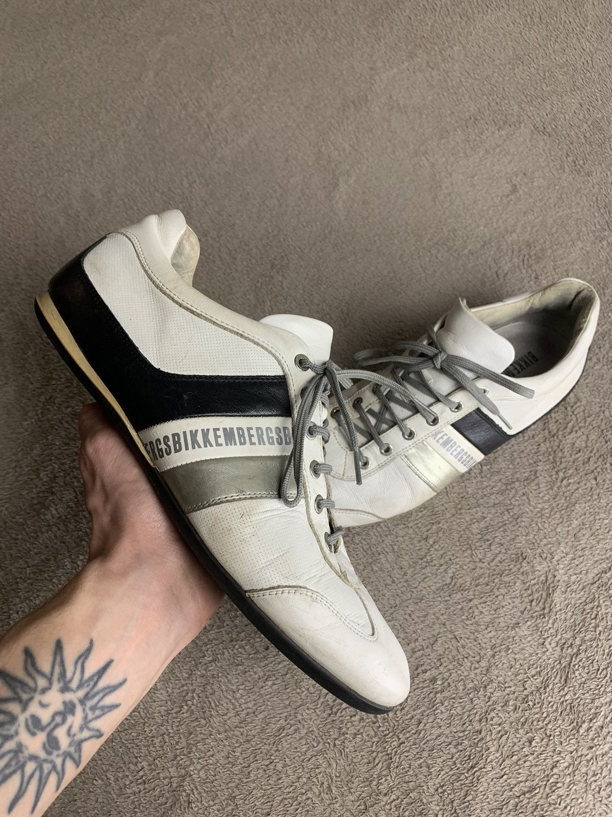 Dirk Bikkembergs x Moto Y2K Bikkembergs Leather Shoes Football Soccer Yohji Yamamoto in White (Size 10)