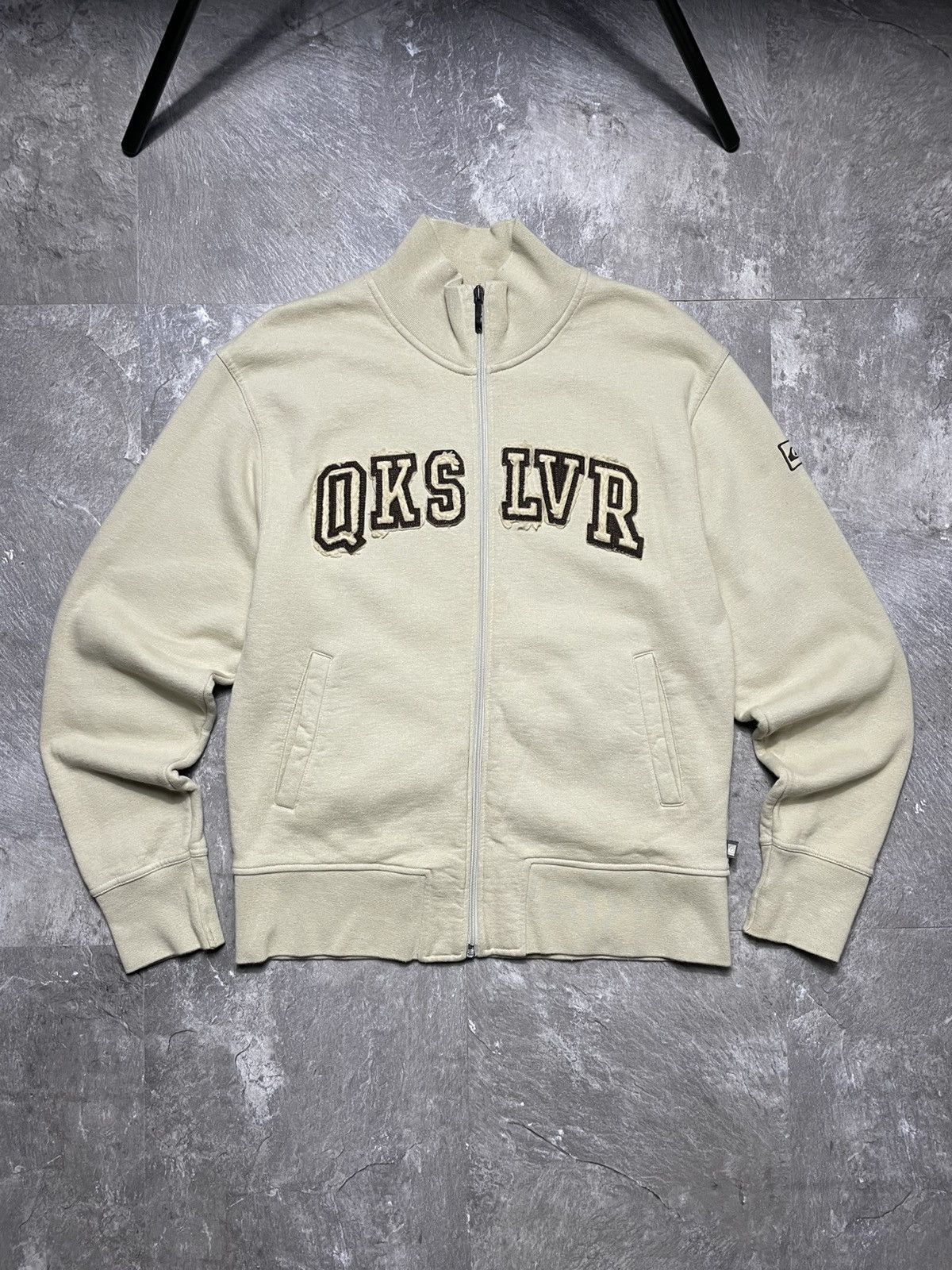 Quiksilver Quiksilver Zip Hoodie Big Logo Vintage Beige Surf Sweatshirt Size US M / EU 48-50 / 2 - 1 Thumbnail