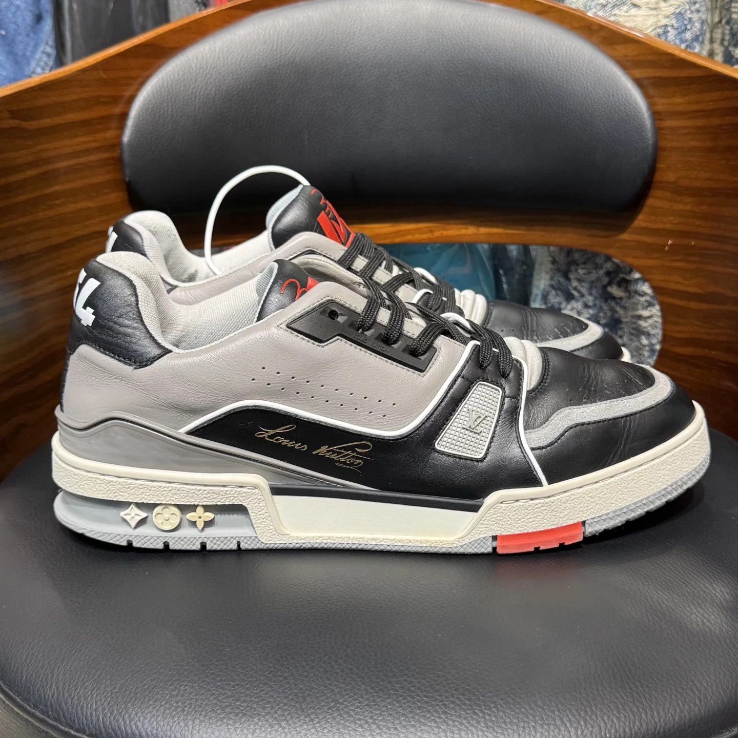Louis Vuitton LV Trainer 7 Black Cement Original Box Used Good Size US 7 / EU 40 - 4 Thumbnail