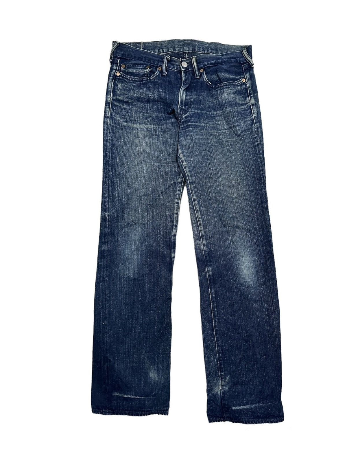 image of 45Rpm Japan Selvedge Distressed Denim Pants in Dark Blue, Men's (Size 29)