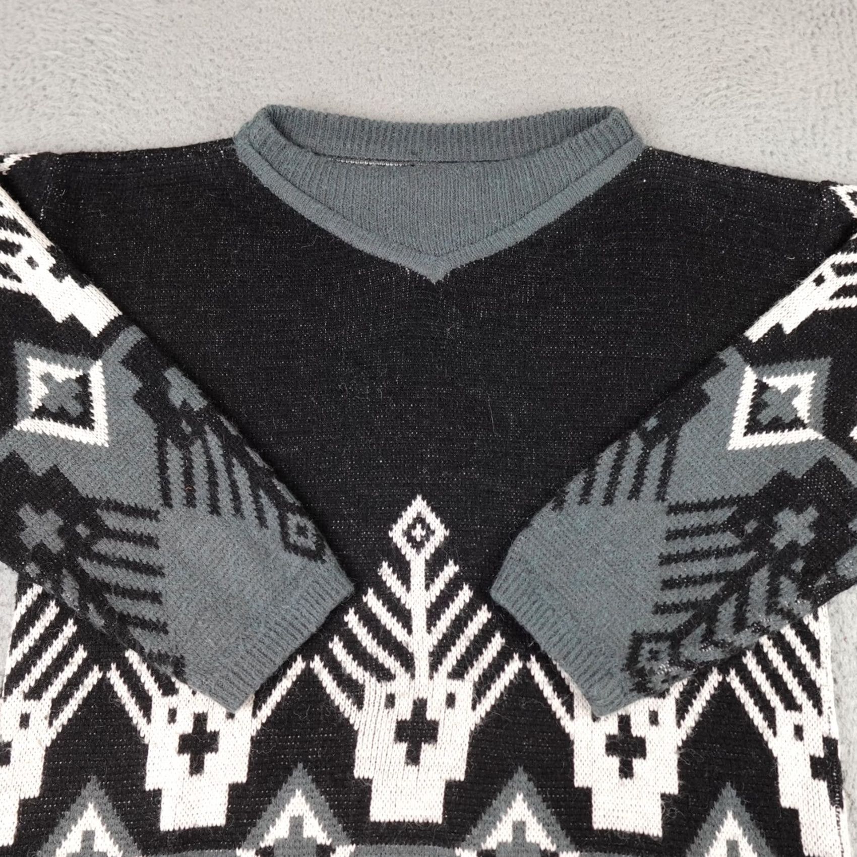 Vintage VINTAGE Mexx Emanuelle Sweater Dress Womens S Black Geometric Knit 90s Pullover Mock Neck Long Sleeve Knit Geometric 90s Womens Size S / US 4 / IT 40 - 5 Thumbnail