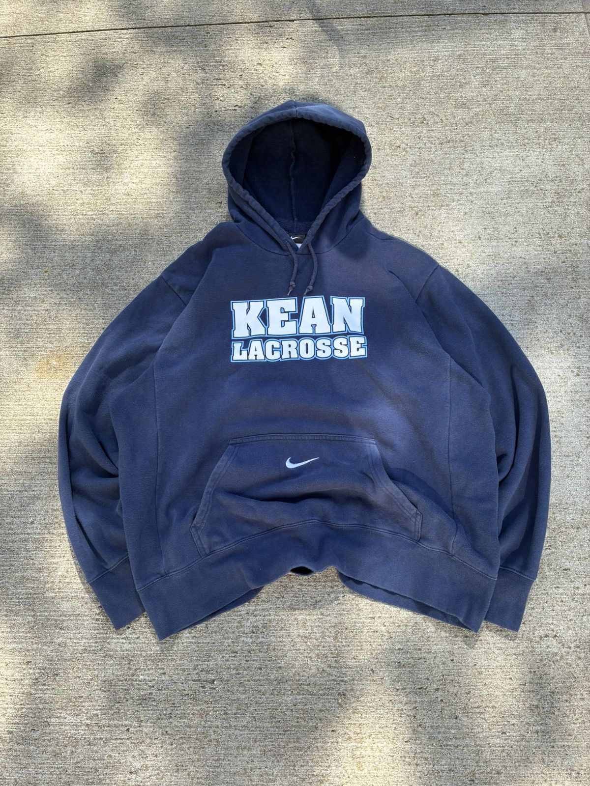 Nike × Vintage Vintage 2000s Navy Blue Nike Center Swoosh Sports Team Hood Size US L / EU 52-54 / 3 - 1 Thumbnail