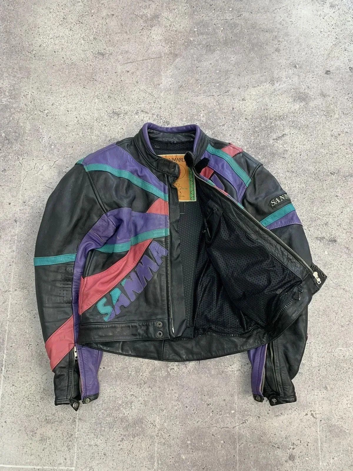 Genuine Leather VINTAGE Racing Leather Jacket Vintage MOTO Biker Size US L / EU 52-54 / 3 - 12 Thumbnail