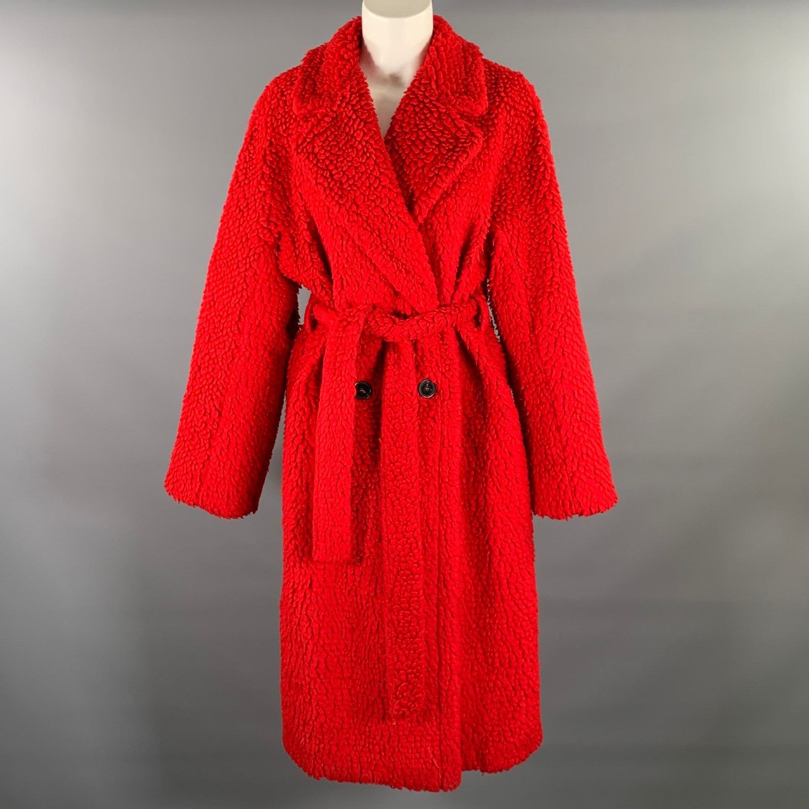 Stella McCartney STELLA McCARTNEY M Red Faux Fur Notch Lapel Coat Size M / US 6-8 / IT 42-44 - 1 Thumbnail