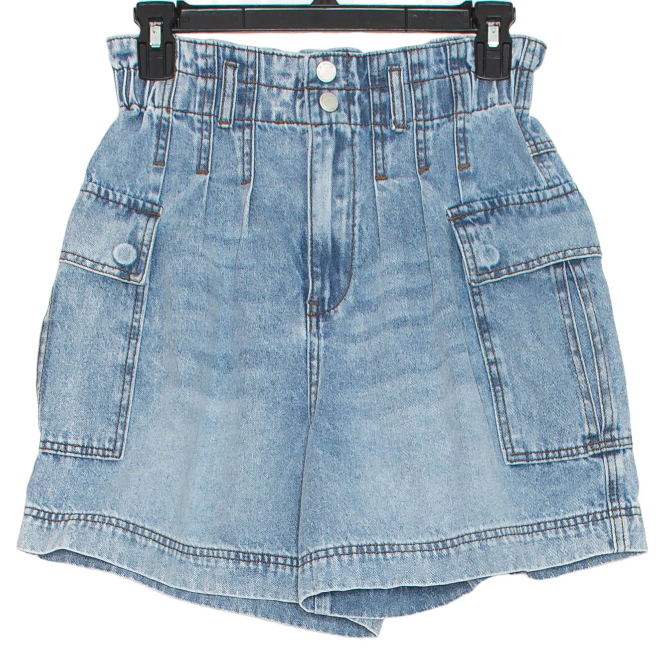BLANKNYC BLANKNYC Denim Cargo Shorts Paperbag Waist High Rise Blue S Size 25" / US 0 / IT 36 - 1 Thumbnail