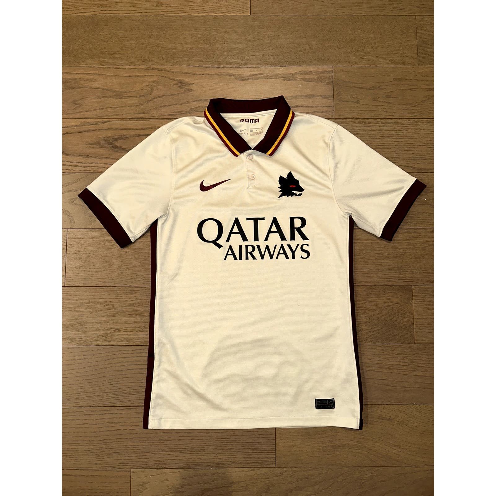 Image of Nike As Roma 2020 2021 Away Jersey Football Size Small in Beige, Men's