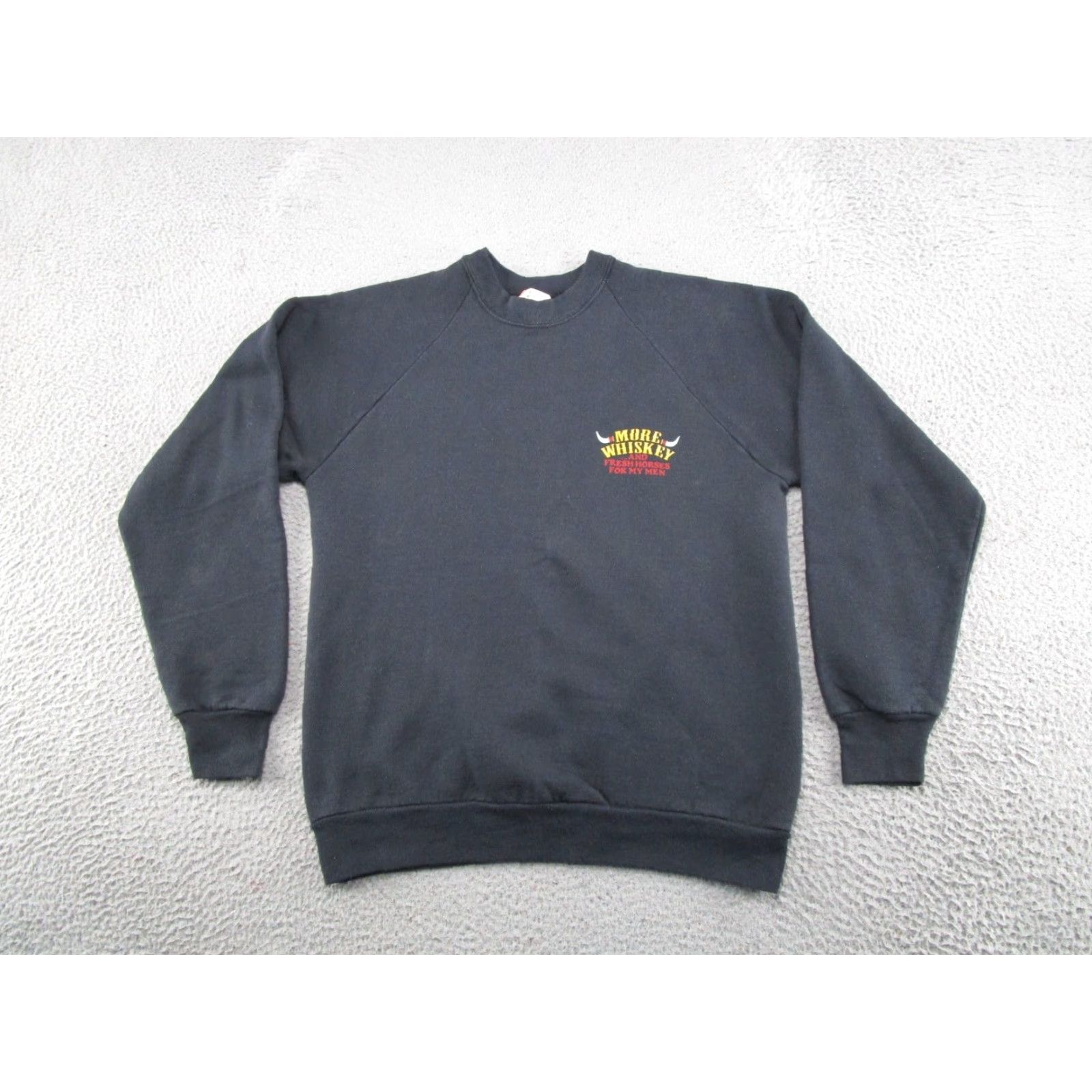 Fruit Of The Loom VINTAGE Fruit of the Loom Sweatshirt Men Size L More Whiskey for my Men Raglan Sleeve Crew Neck Black Western Cowgirl Hooded All Seasons Size US L / EU 52-54 / 3 - 2 Thumbnail