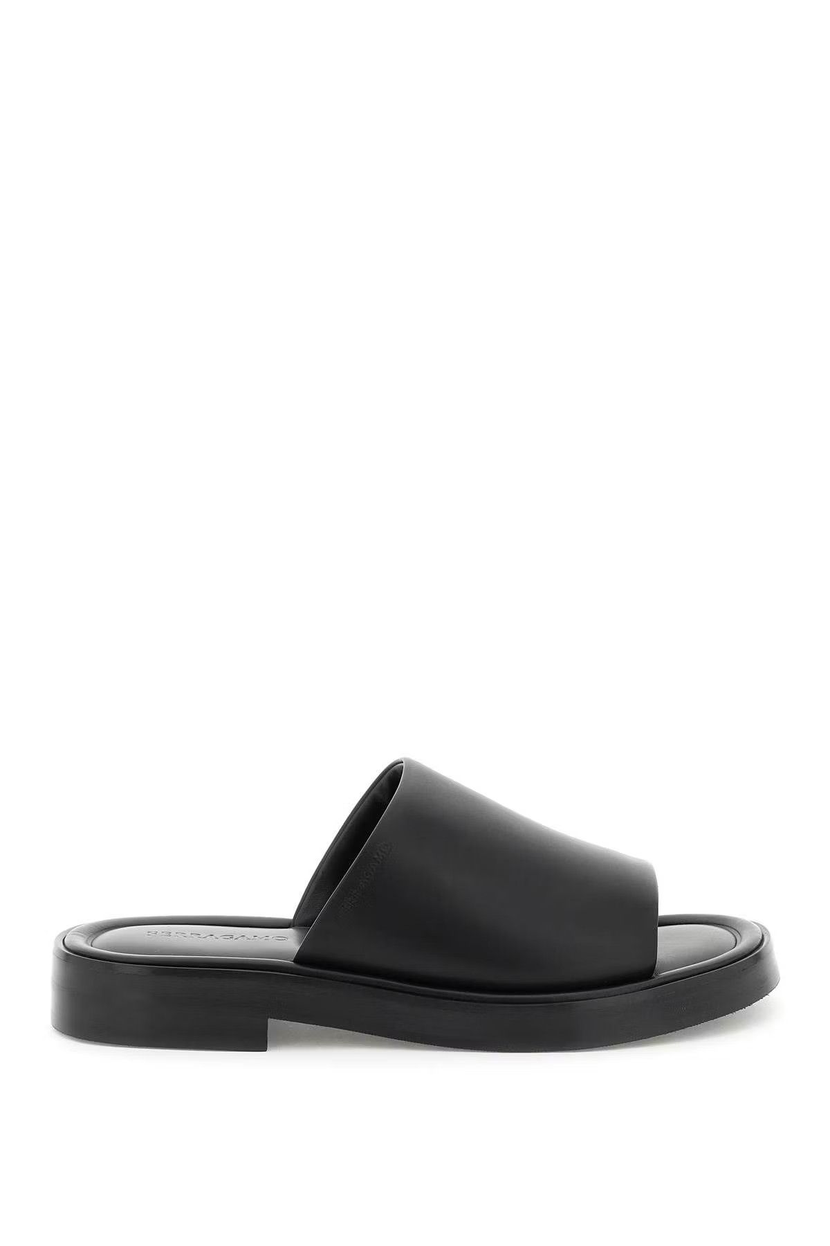 image of Salvatore Ferragamo O1S22I1N0524 Leather Slides In Black, Women's (Size 9)