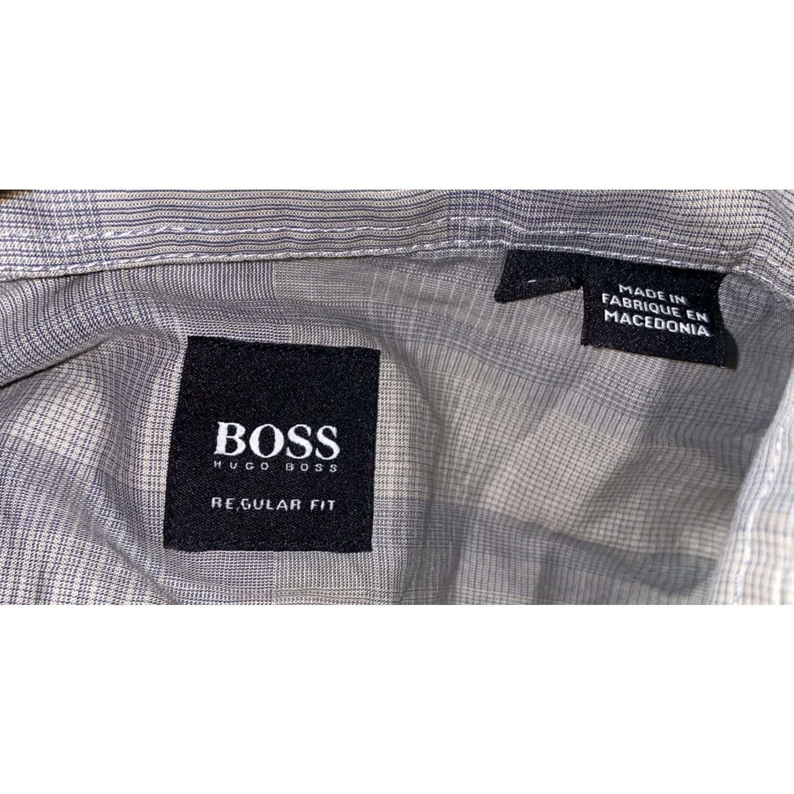 Hugo Boss HUGO BOSS Shirt Mens Gray Regular Long Sleeve Size L Button-Down Collar Plaid Cotton Button-Up Regular Fit Size US L / EU 52-54 / 3 - 6 Thumbnail