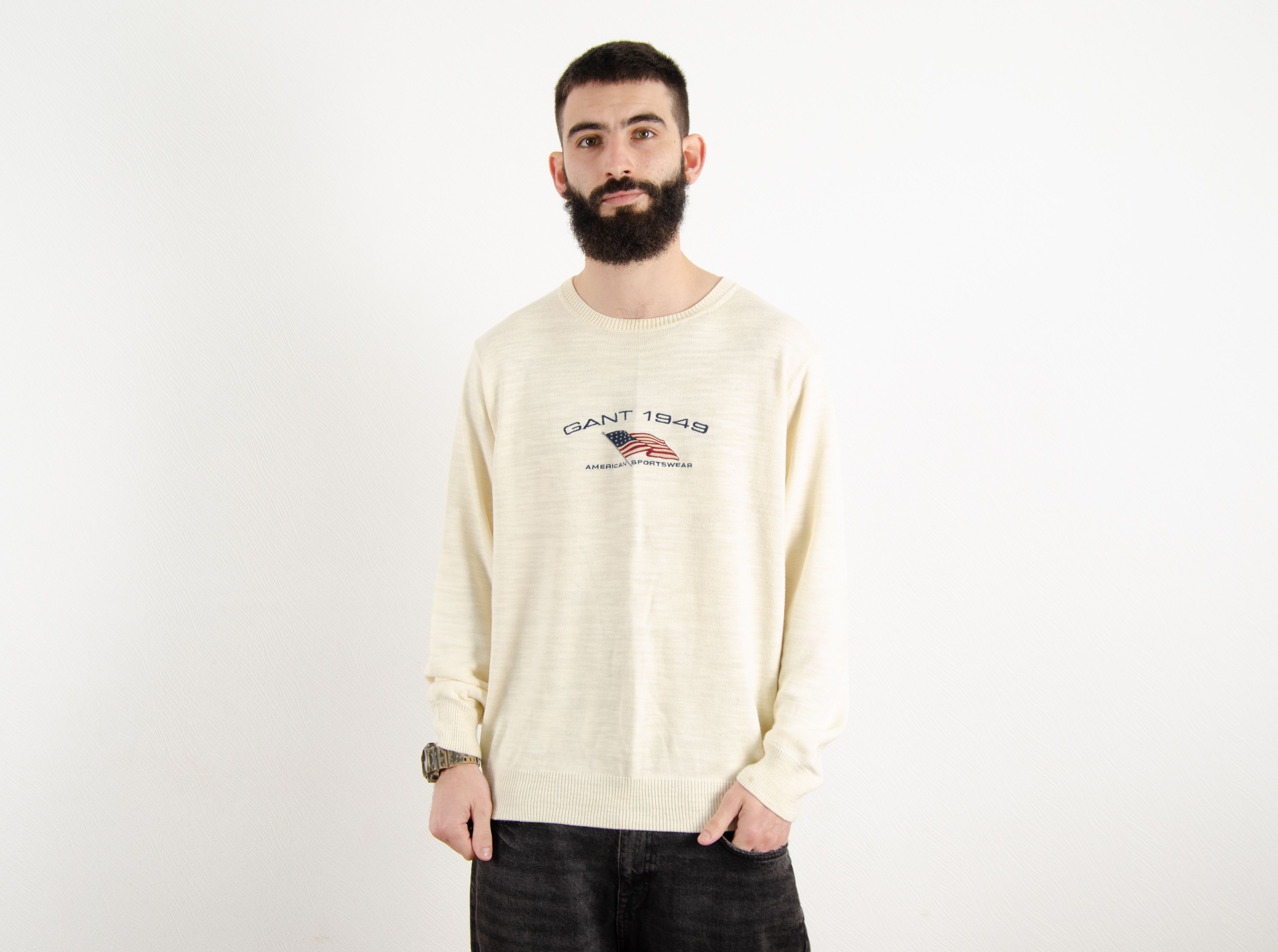 Gant Gant USA Big Logo Cream Sweater Pullover Size US L / EU 52-54 / 3 - 1 Thumbnail