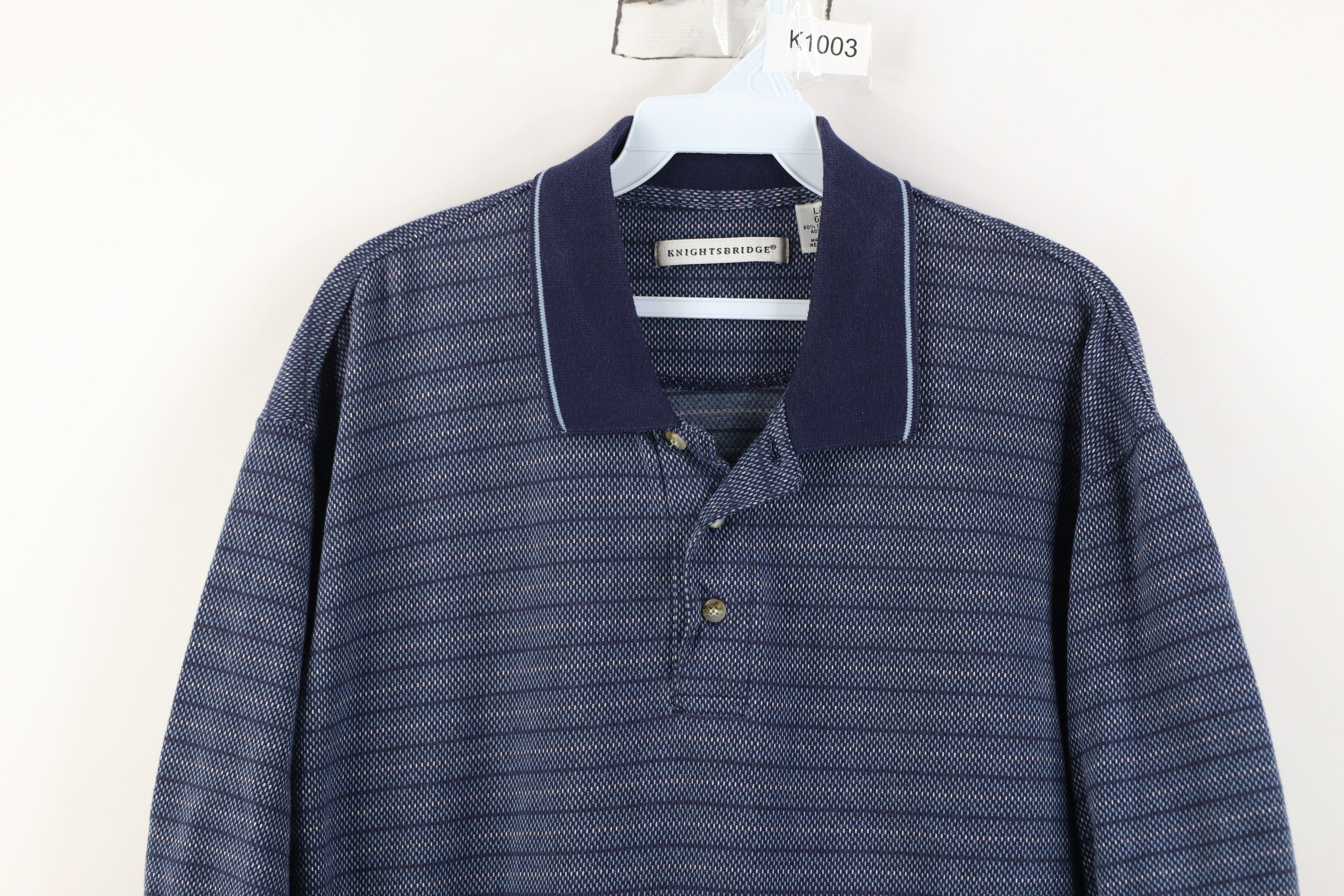 Vintage Vintage 90s Streetwear Striped Thermal Knit Golf Polo Shirt Size US L / EU 52-54 / 3 - 2 Thumbnail