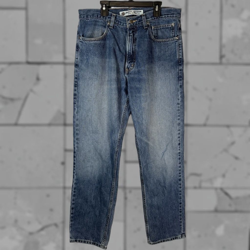 Harley Davidson VINTAGE Harley-Davidson Jeans Men 100% Cotton Straight Fit Blue 34x32 Size US 34 / EU 50 - 1 Thumbnail