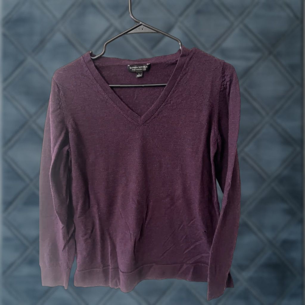 Banana Republic Banana Republic Mens L Maroon Long Sleeve 100% Merino Wool Pullover Shirt Sweater Size US L / EU 52-54 / 3 - 1 Thumbnail