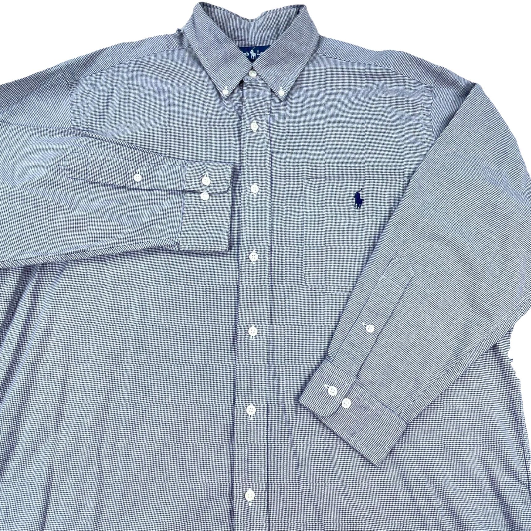 Ralph Lauren Ralph Lauren Shirt Men 16.5 32 Blue Button Up Yarmouth Houndstooth Plaid Pocket Classic Button-Down Size US L / EU 52-54 / 3 - 4 Thumbnail