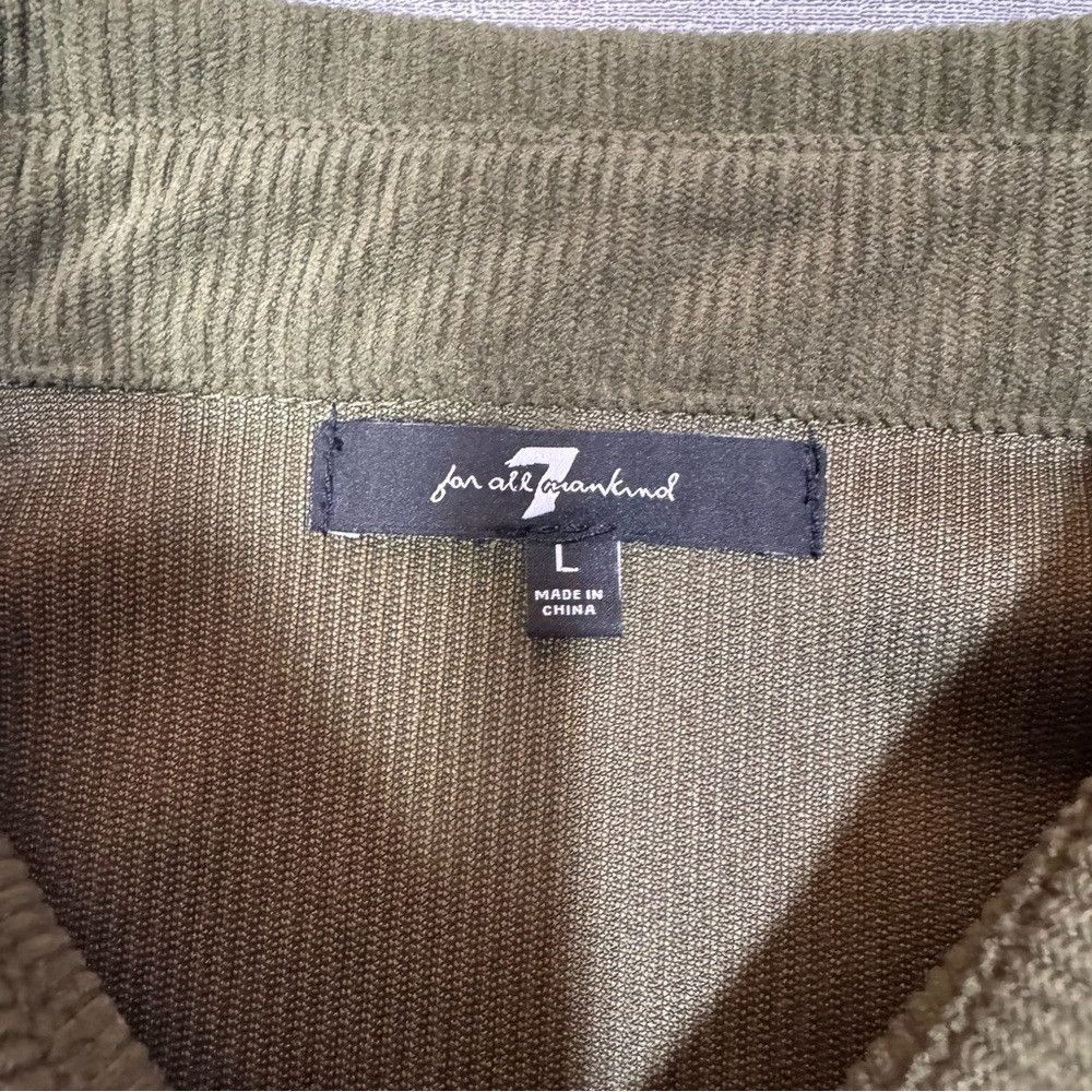 7 For All Mankind 7 For All Mankind Olive Corduroy Puff Sleeve Button Down Sh Size L / US 10 / IT 46 - 7 Thumbnail