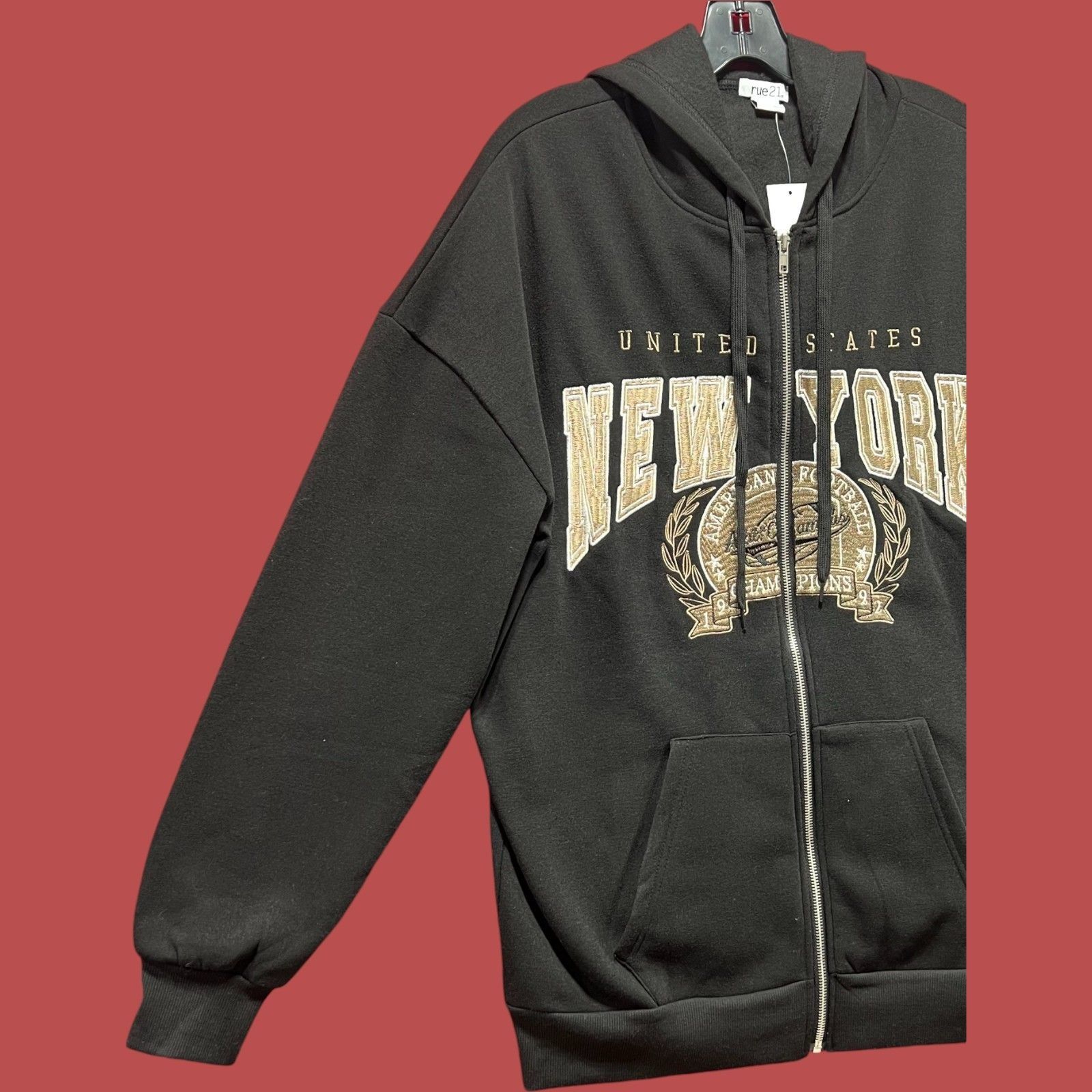 rue21 Rue 21 - Men's Long Sleeve Hooded Sweatshirt - Black - Large Size US L / EU 52-54 / 3 - 13 Thumbnail
