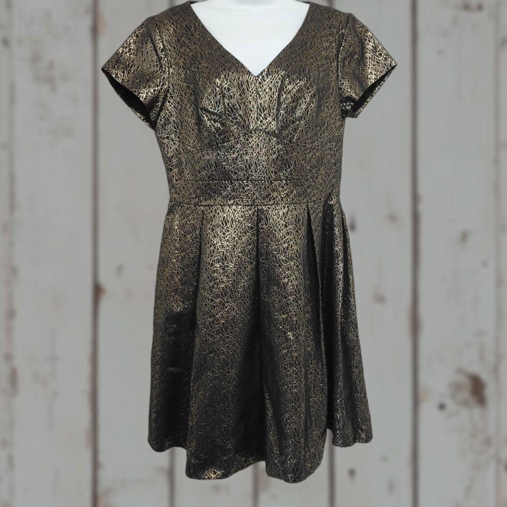 Vince Camuto Vince Camuto Dress Sz 10 Black Gold Cocktail Party Formal Knee Length Ful Skirt Size 32" / US 10 / IT 46 - 1 Thumbnail