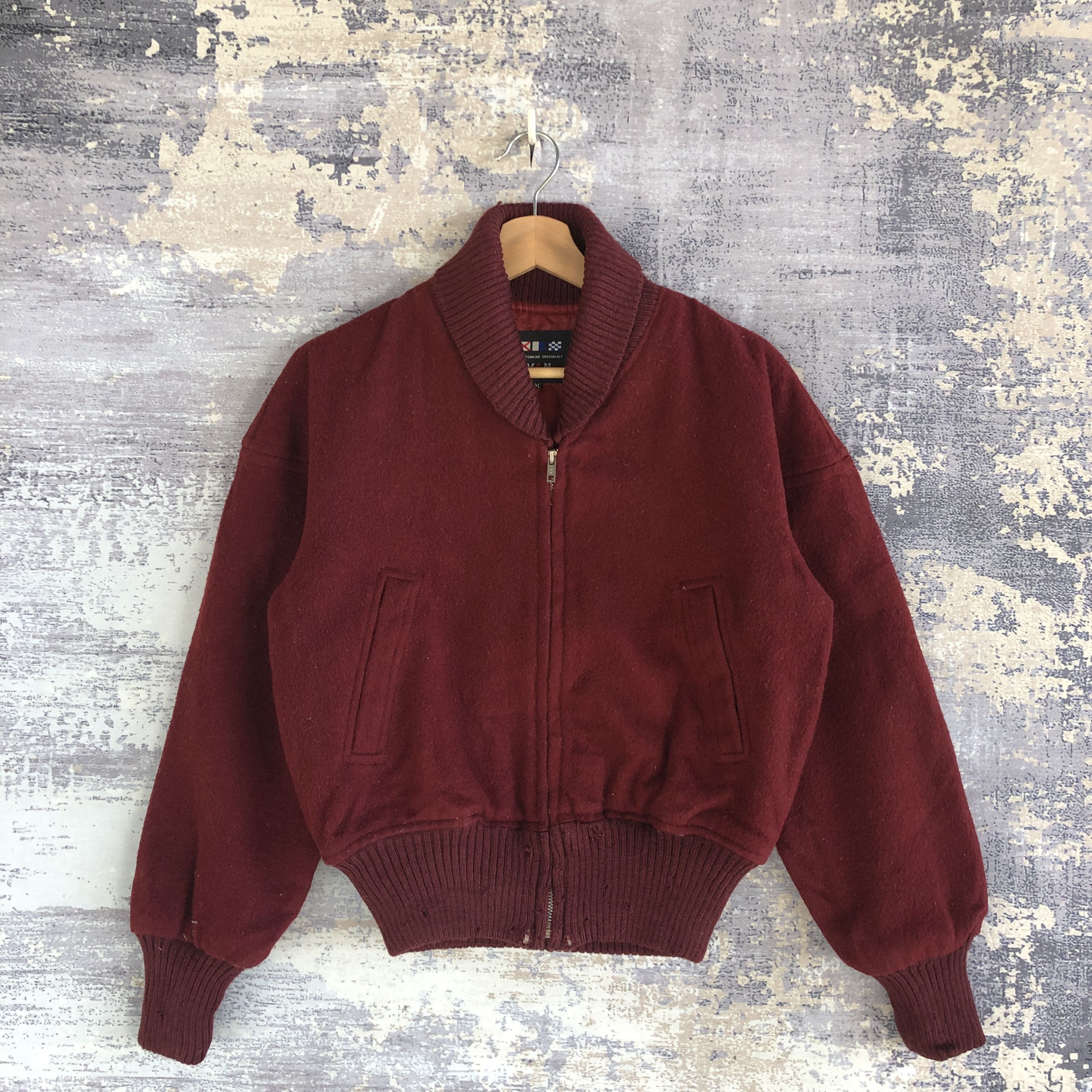 Vintage Vintage VAN JAC Zipper Varsity Wool Bomber Jacket Size US S / EU 44-46 / 1 - 1 Thumbnail