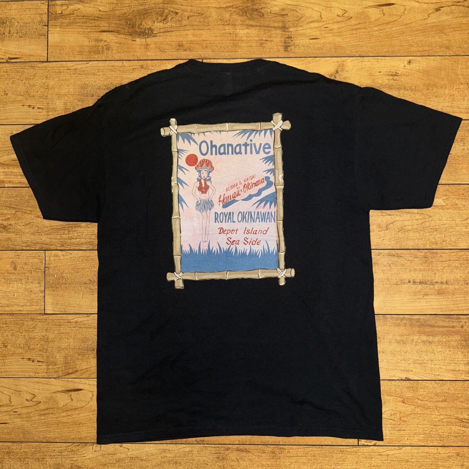 Japanese Brand × Vintage Royal Okinawan T-Shirt Black Large Hula Hawaiian Girl 21x28 Size US L / EU 52-54 / 3 - 1 Thumbnail