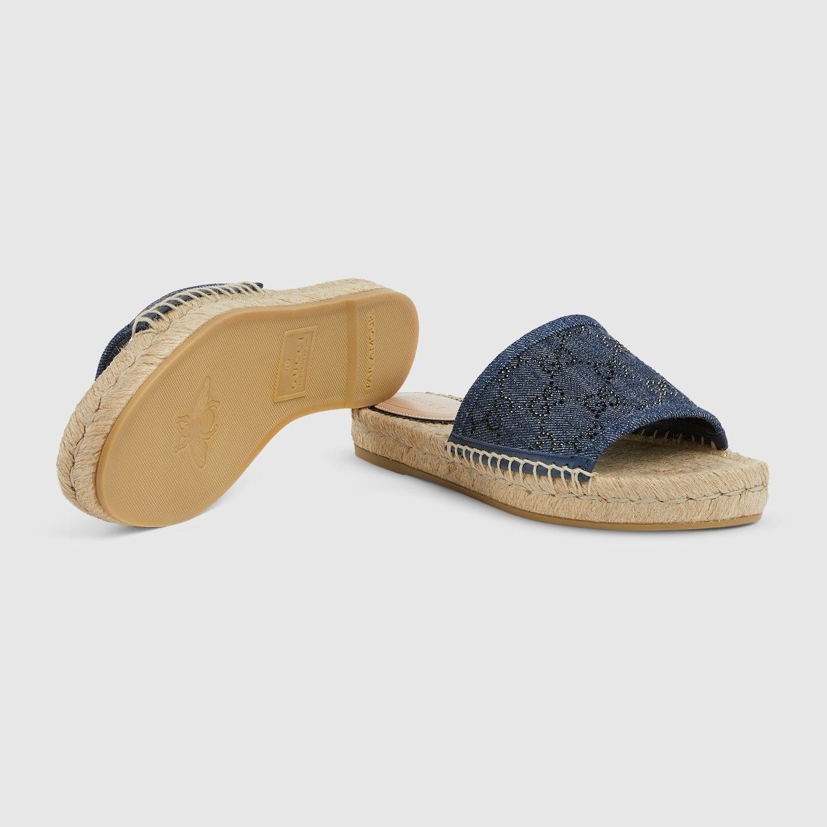 Gucci o1s1wg110425 Women's Slide Espadrille With GG Crystals Size US 7 / IT 37 - 6 Thumbnail
