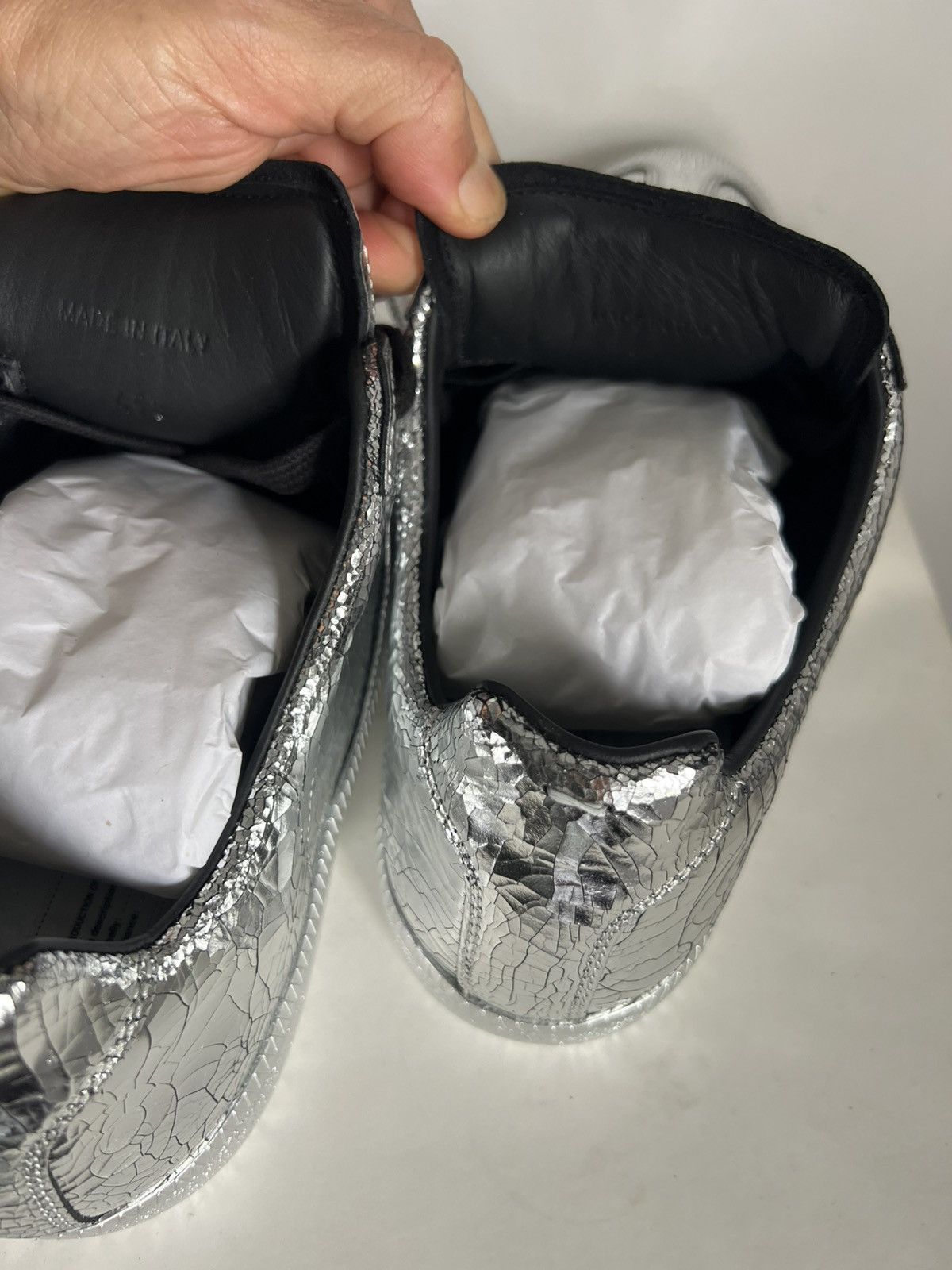 Maison Margiela Maidon margiela silver cracked replica sneaker Size US 12.5 / EU 45-46 - 10 Thumbnail