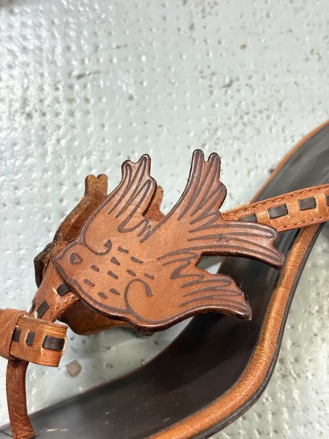 Dsquared2 2000s Dsquared2 Brown Leather Bird Winged Sandals Size US 6.5 / IT 36.5 - 4 Thumbnail