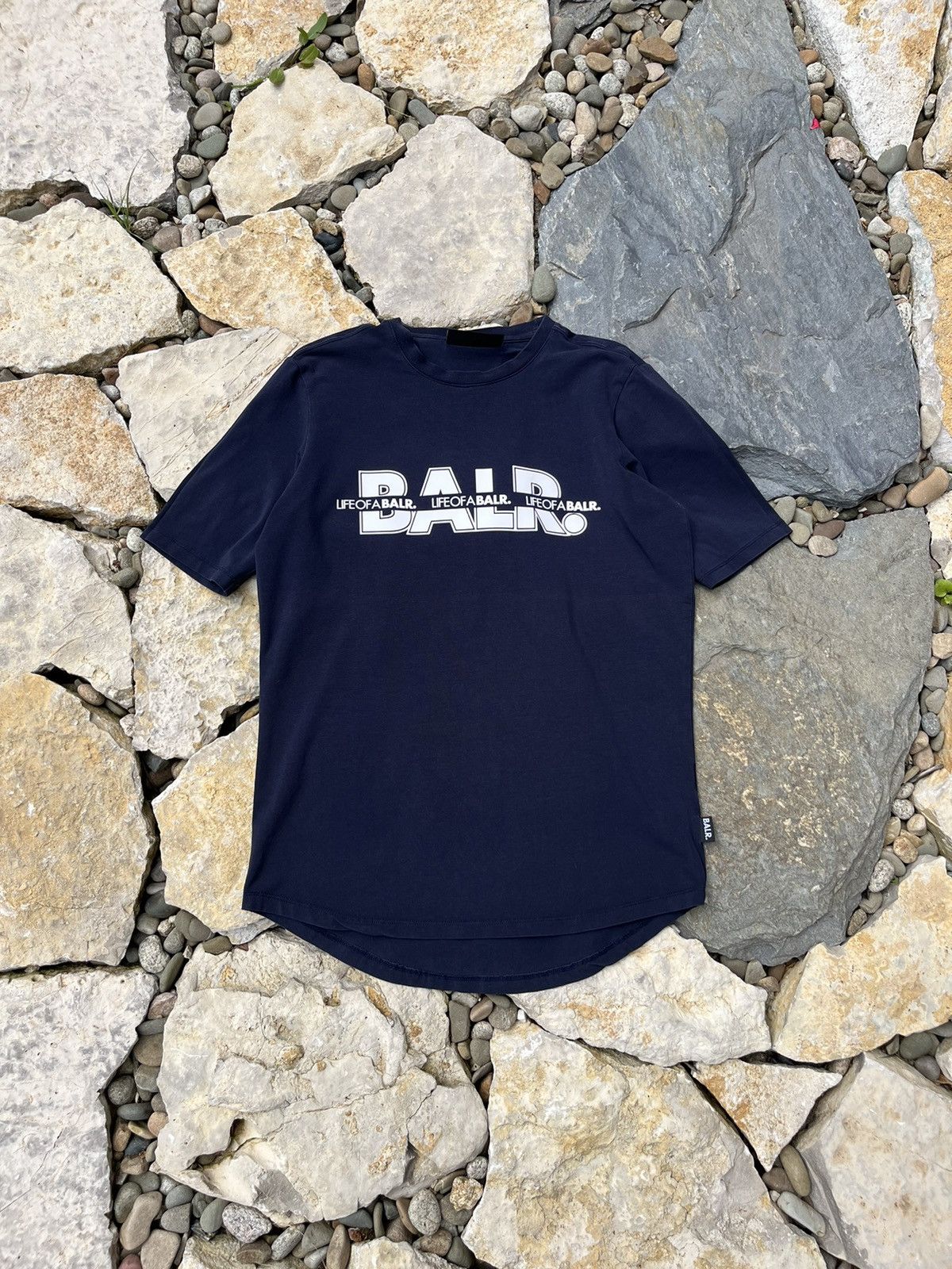 Balr. Navy t-shirt big logo life of balr tee y2k football