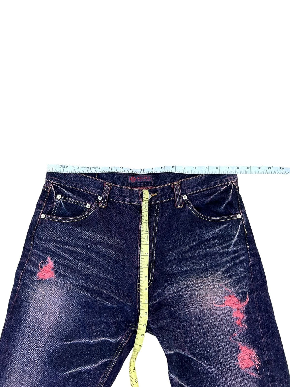 Beams Japan Vintage WHATZIS Japan Ripped Redline Selvedge Denim Jeans Size US 34 / EU 50 - 2 Thumbnail