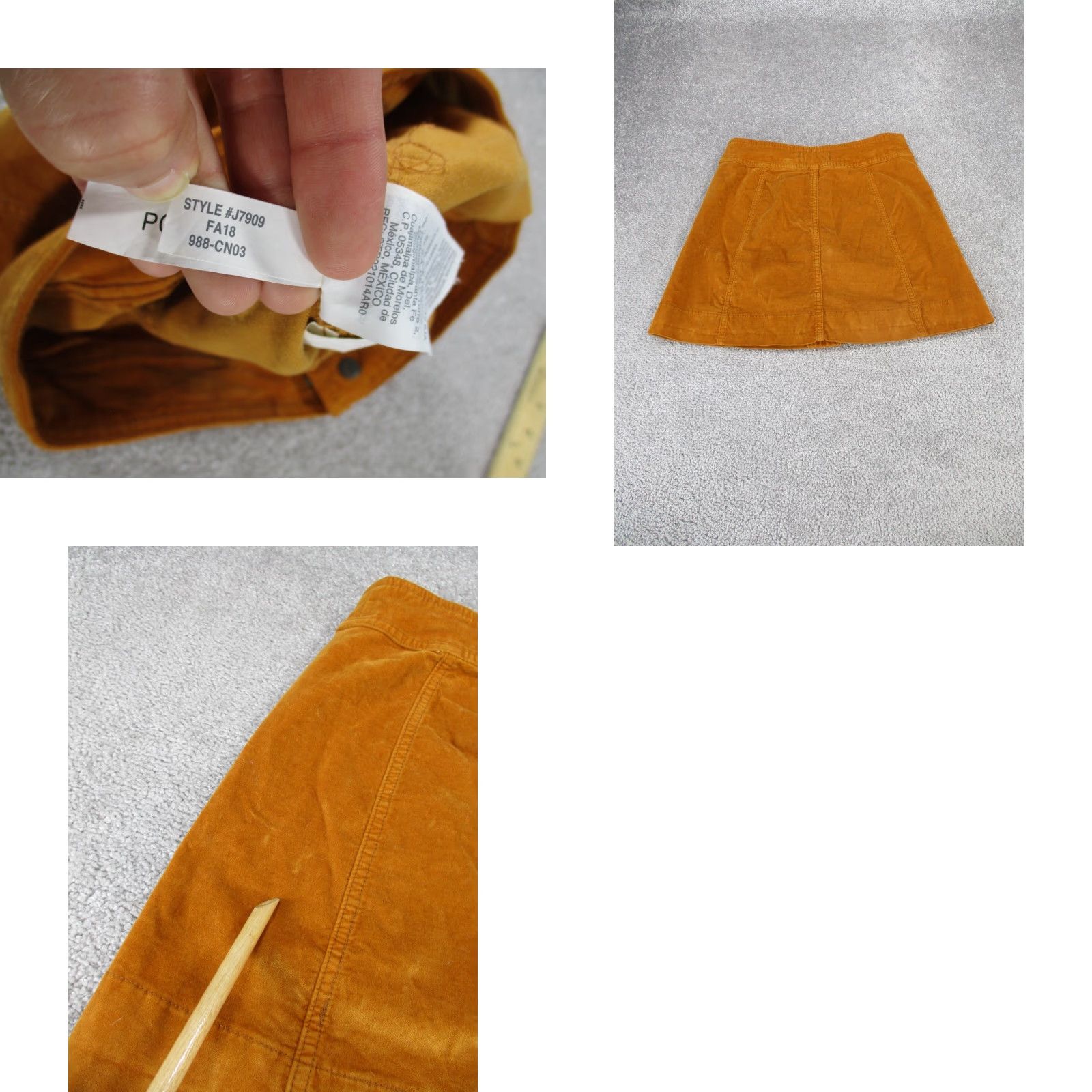 Madewell Madewell Skirt Womens 00 A-Line Short Velveteen Yellow Button Front Size 24" / US 00 / IT 34 - 8 Thumbnail