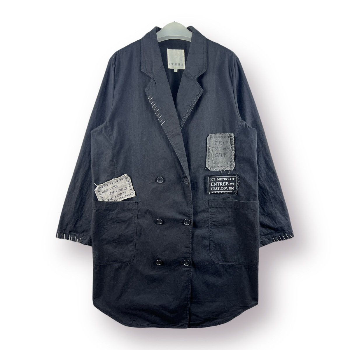 Japanese Brand Unisex 🔥 Apostrophe Patch japan Yohji style long jacket Size US M / EU 48-50 / 2 - 2 Thumbnail