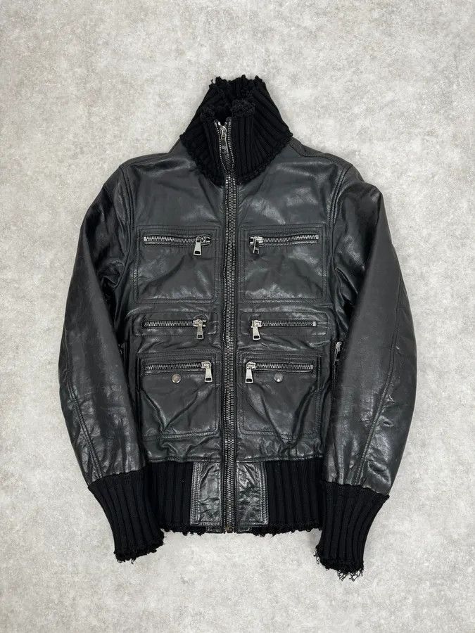 Dolce & Gabbana 2000s Dolce & Gabbana Multi-Zip Black Leather Distressed Jacket Size US M / EU 48-50 / 2 - 1 Thumbnail