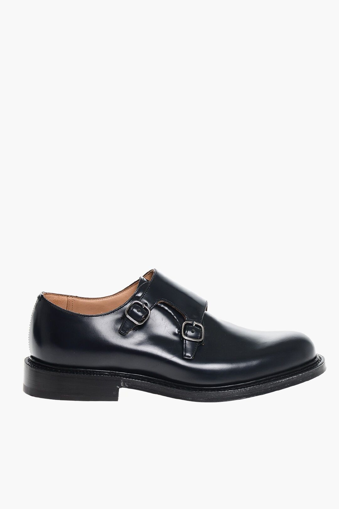 og1mm0325 Leather Monk Strap Loafers in Black