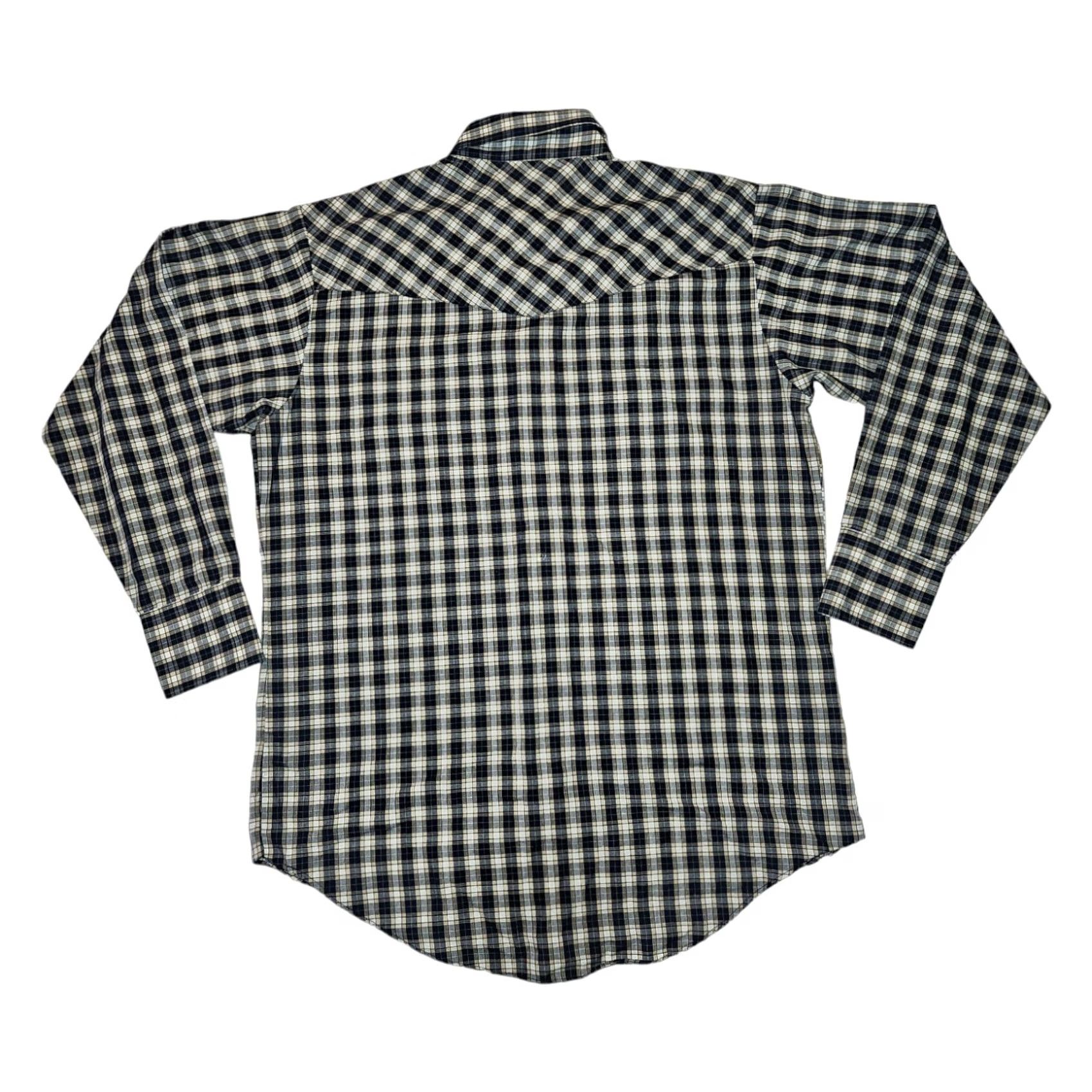 Vintage VINTAGE Plains Pearl Snap Shirt Long Sleeve Men's Medium Blue Check Western Size US M / EU 48-50 / 2 - 7 Thumbnail