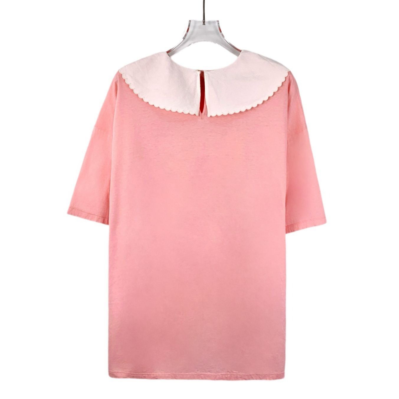 Miu Miu MIU MIU Pink Cotton T-Shirt With White Peter Pan Collar & Bl Size M / US 6-8 / IT 42-44 - 8 Thumbnail