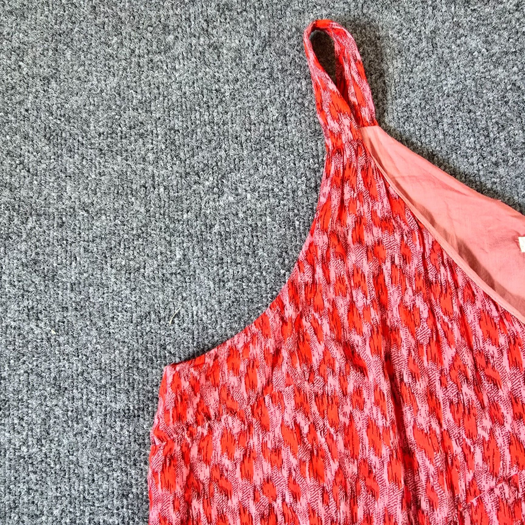 Joie Joie Dress Womens XL Red Tiered Midi Lined Western Casual Beachy Sundress Sleeveless V-Neck Pullover Geometric Pattern Size XL / US 12-14 / IT 48-50 - 3 Thumbnail