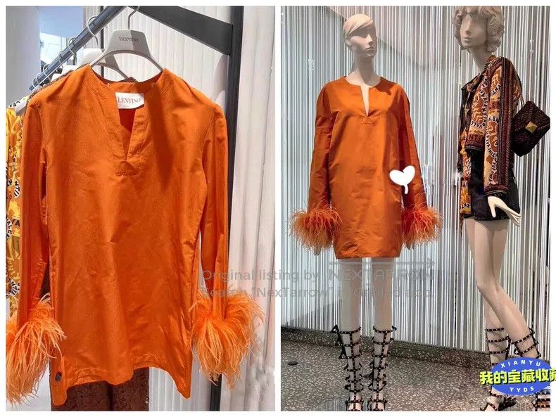 Valentino Valentino Hermès orange feather ostrich dress Size M / US 6-8 / IT 42-44 - 4 Thumbnail