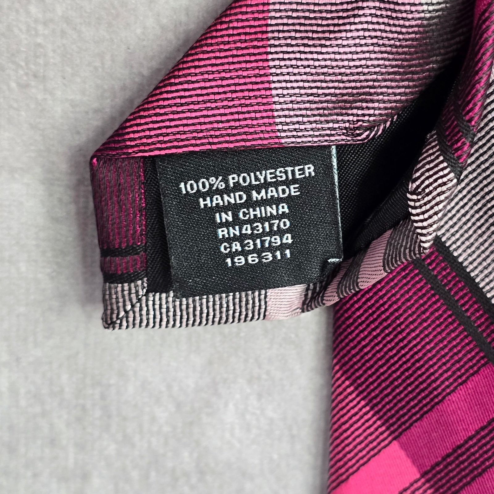 J Ferrar J.Ferrar Pink Plaid Stripe Tartan 100% Polyester Neck Tie Size 30 - 5 Thumbnail