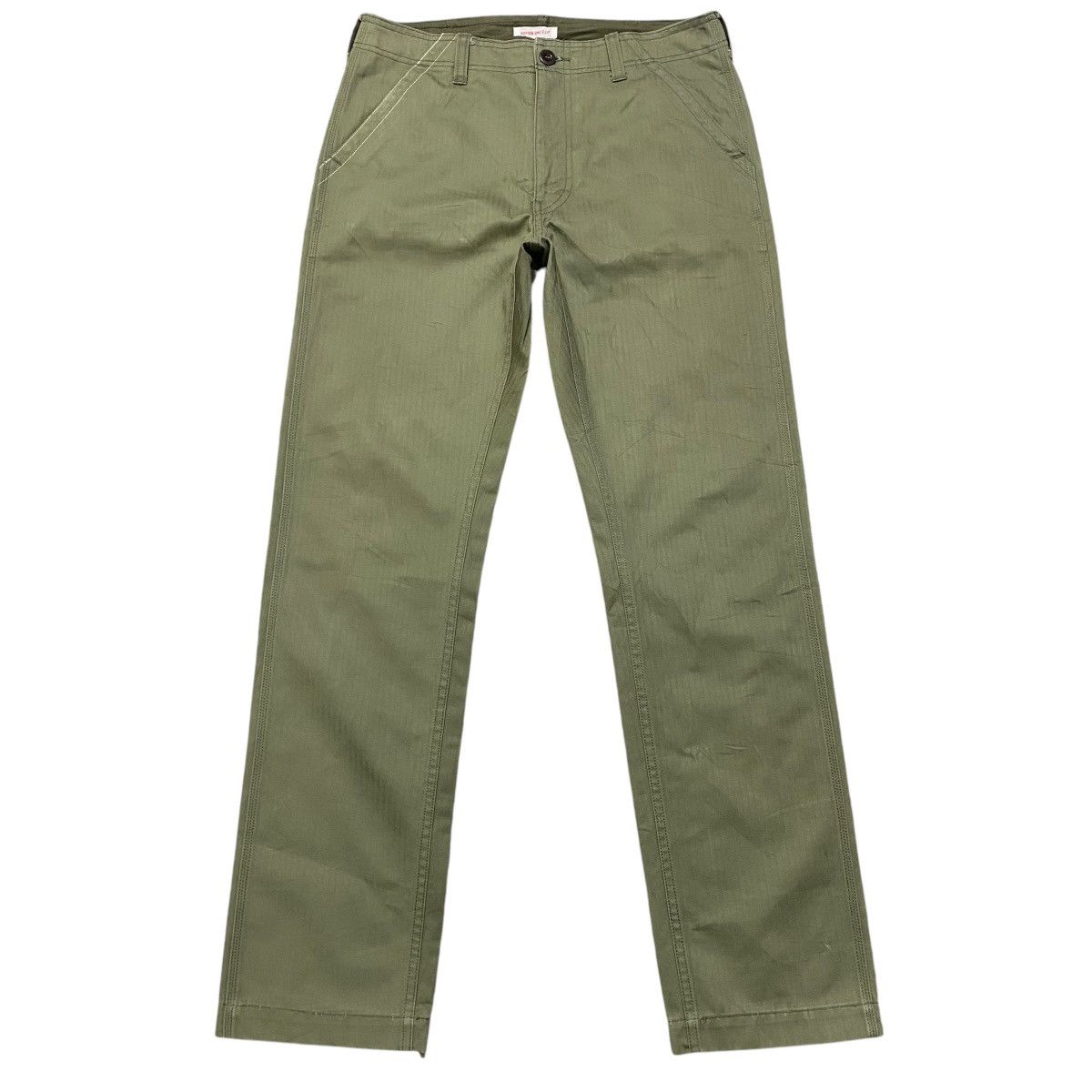 Japanese Brand BUTTON ONE'S LIP Herringbone Fatigue Pants Size US 30 / EU 46 - 2 Thumbnail