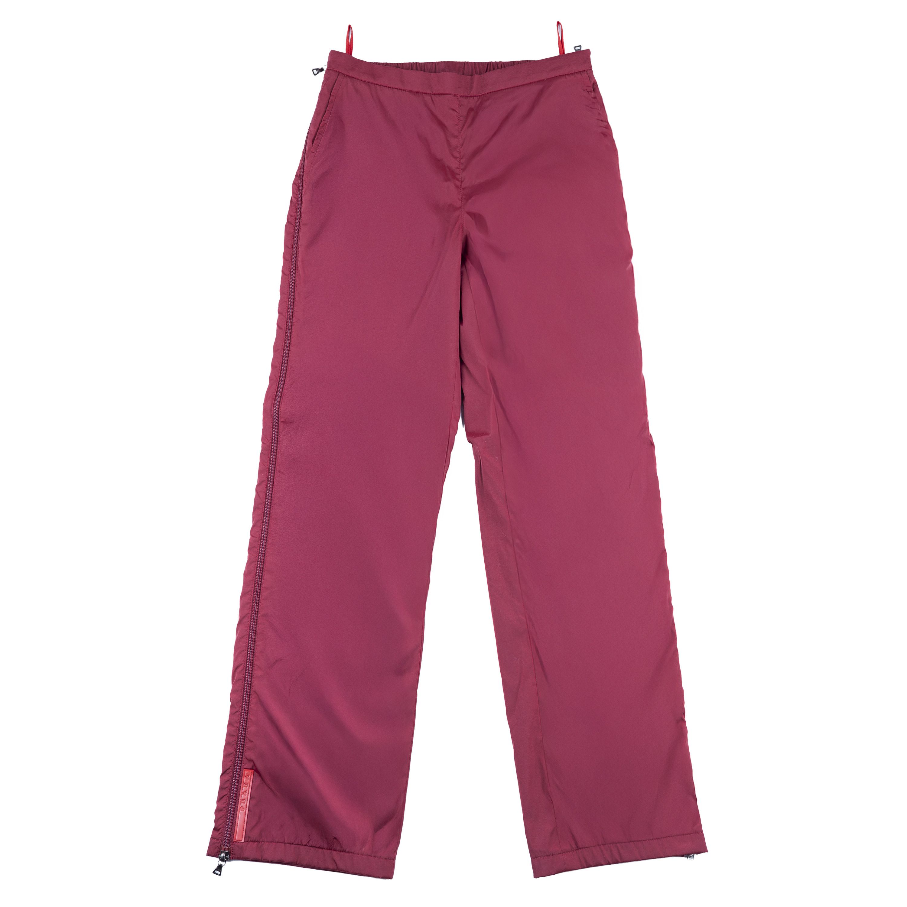 Prada Sport Snow Tech Burgundy Nylon Vintage Pants (S)