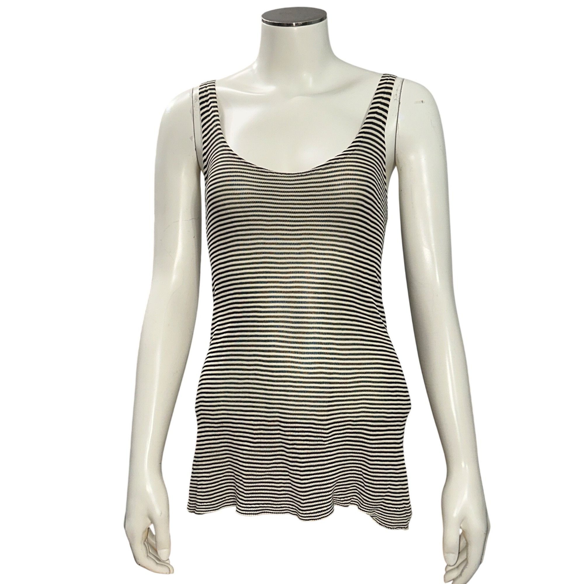 Other CCC Black And White Striped Scoop Neck Tank Top With Stretch Size M / US 6-8 / IT 42-44 - 1 Thumbnail