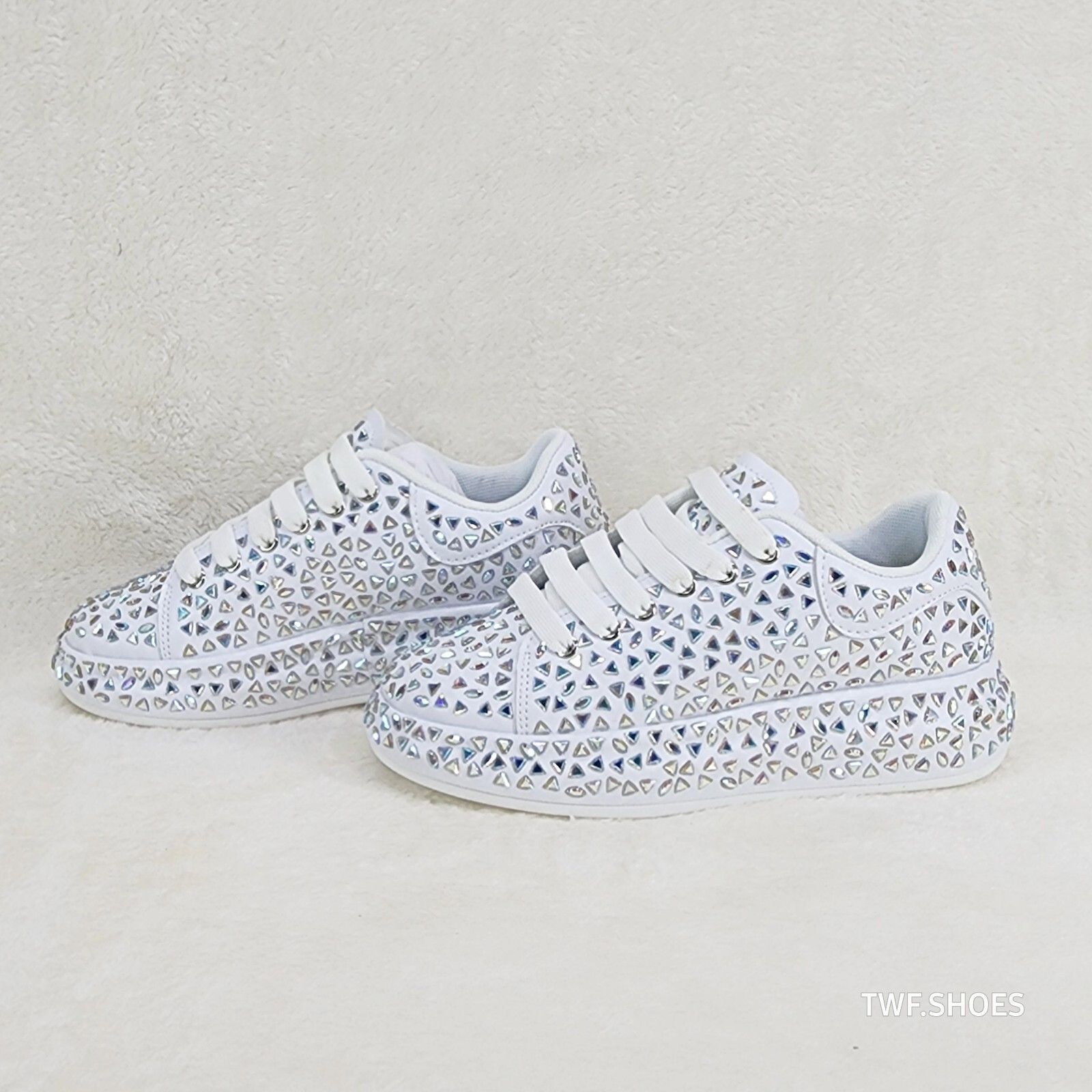 Other Geo Dazzle Cush Iridescent Stone White Platform Sneakers Ten Size US 10 / IT 40 - 1 Thumbnail