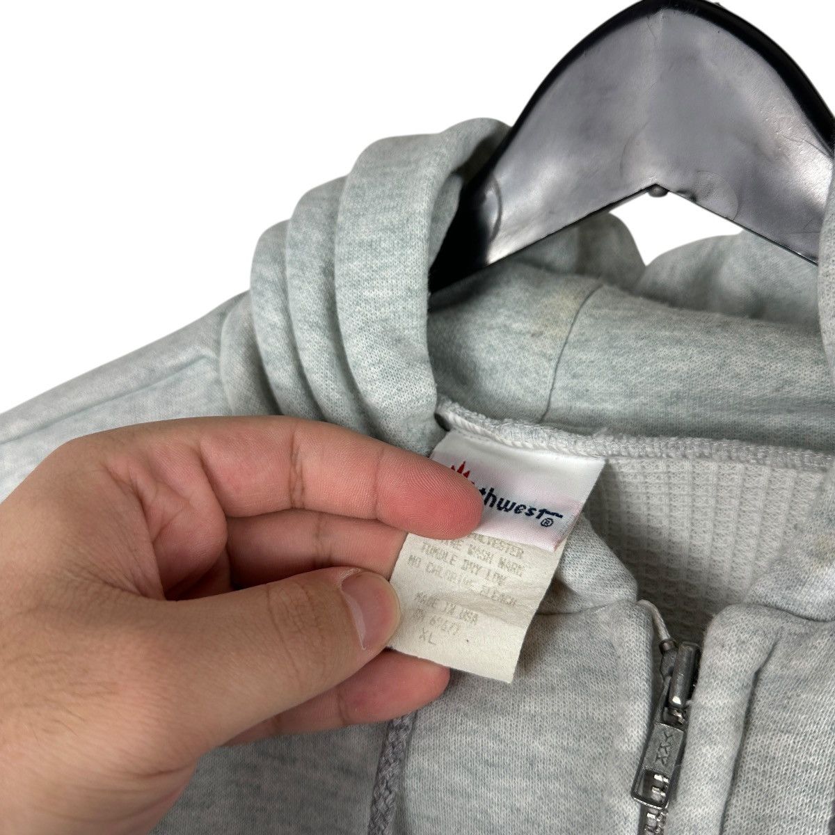 Vintage Vintage 80s Northwest Grey Thermal Lined Hoodie Size US XL / EU 56 / 4 - 8 Thumbnail