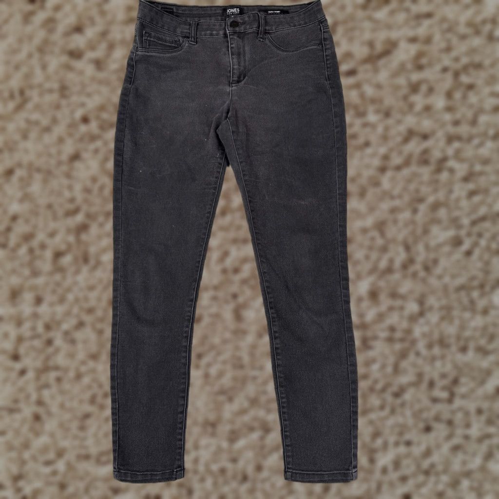 Jones New York Jones New York Jeans Womens 8 Black Denim Mid Rise 30x28 Skinny 5-Pocket Distressed Cotton Denim Rock Southwestern Mens Womens Girls? Wait ends. Size 30" / US 8 / IT 44 - 1 Thumbnail