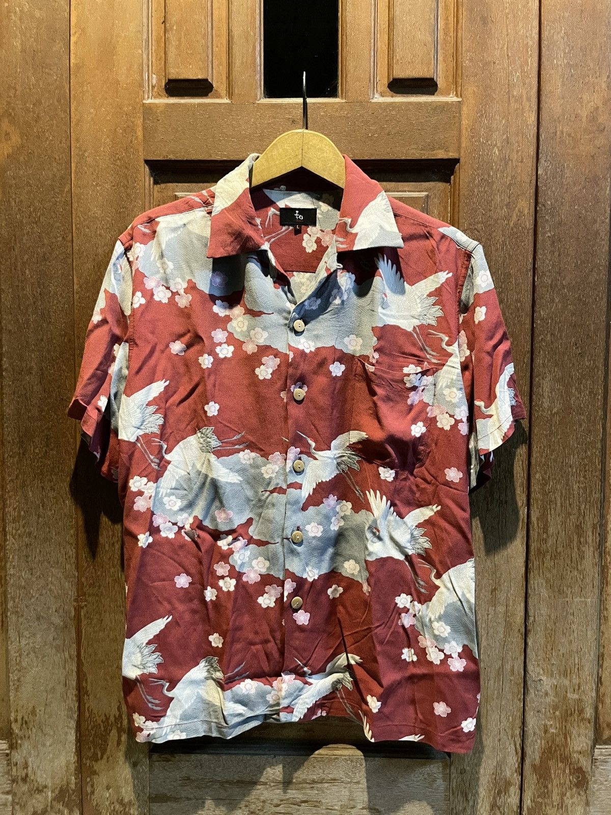 70s Rare Vintage Sukajan Bird 100% Rayon Button Shirt