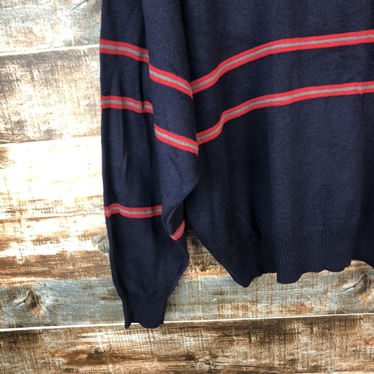 Homespun Knitwear × Japanese Brand US Pengolf Dark Blue Stripe Knitwear #A2061 Size US L / EU 52-54 / 3 - 14 Thumbnail