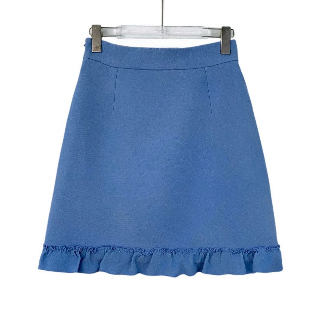 Gucci Gucci Blue Hem Ruffled Mulberry Silk Casual Skirt K26WX Size 27" / US 4 / IT 40 - 2 Thumbnail