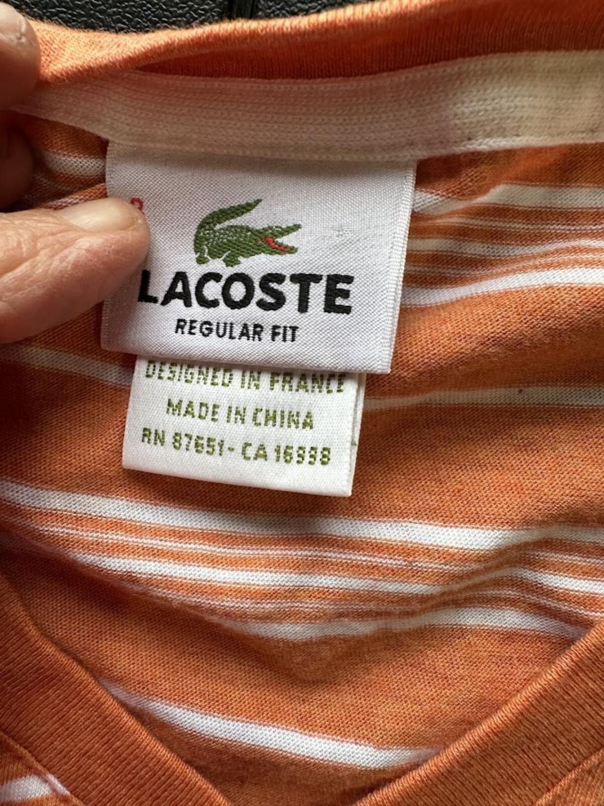 Lacoste Lacoste Orange Stripe V-Neck Tee L Size US L / EU 52-54 / 3 - 3 Thumbnail