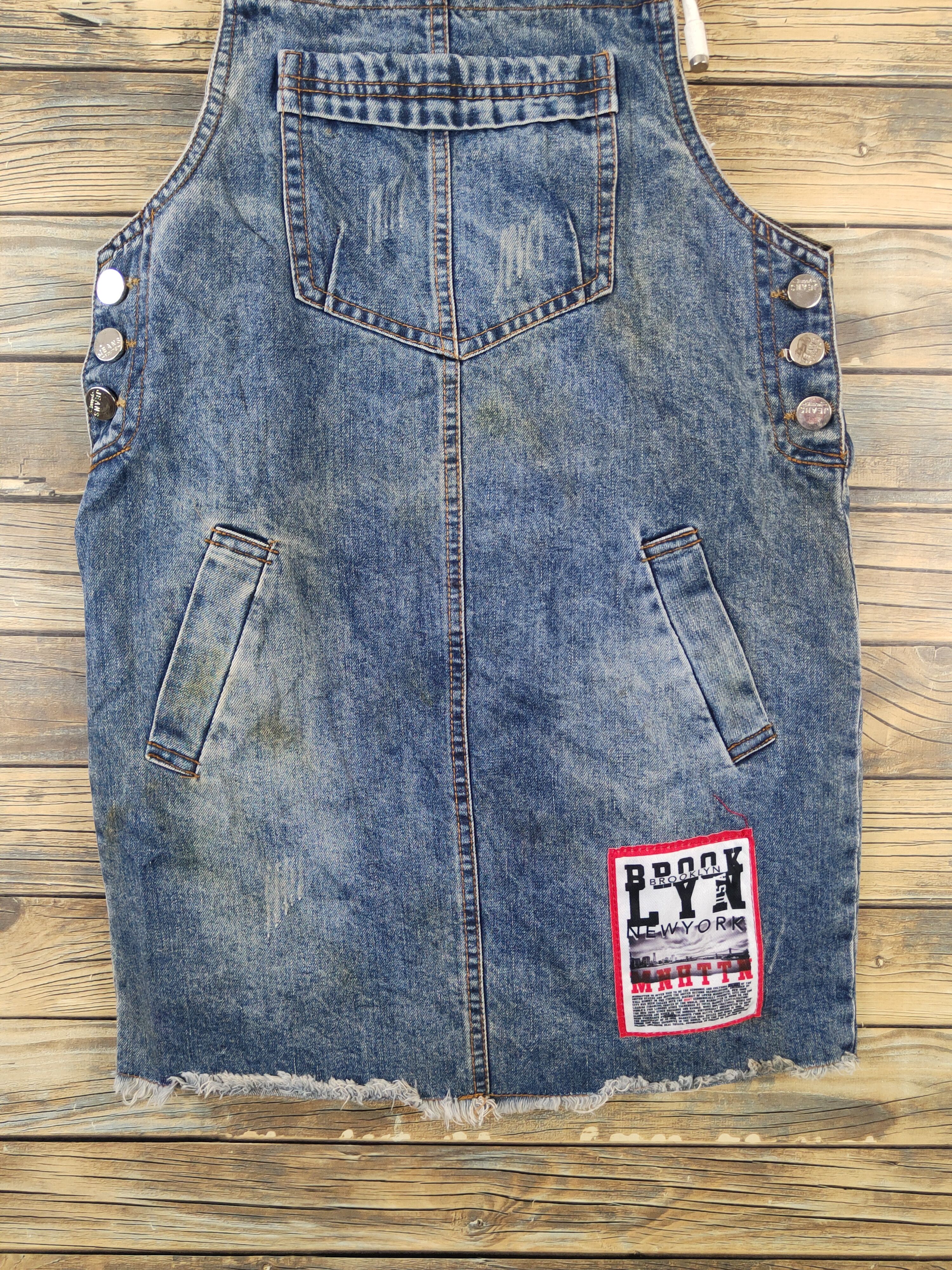 Japanese Brand × Vintage Avant Garde Fashion by Japan Brand Blue Denim Skirt Jumpsuit Size 31" - 6 Thumbnail