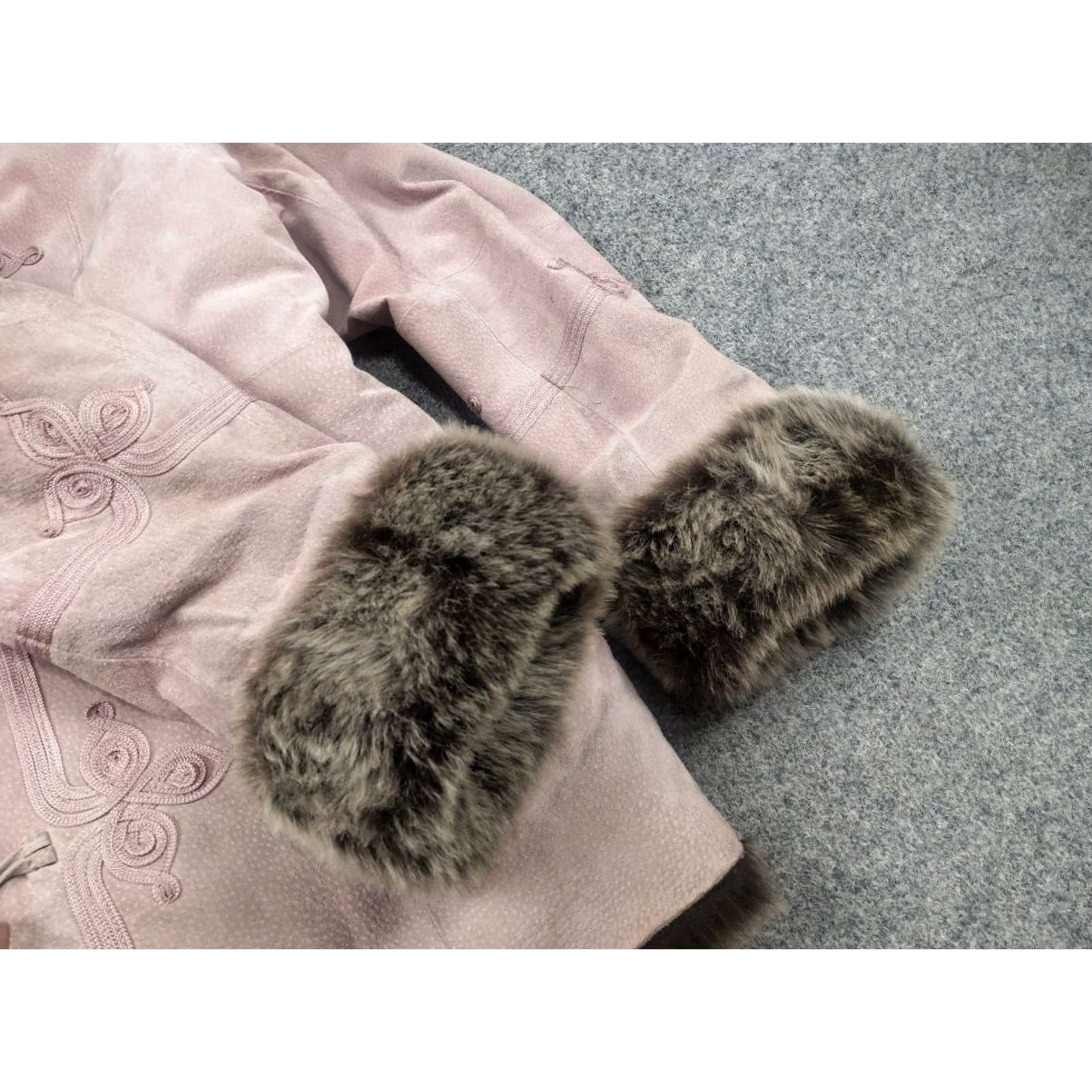 Pinko VINTAGE Delicate pink leather sheepskin coat with fur and logos LGB hysteric Y2K jacket Womens XS Size XXL / US 16-18 / IT 52-54 - 6 Thumbnail